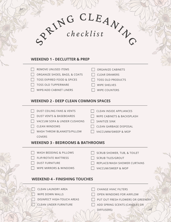 Ultimate Spring Cleaning Checklist for Busy Moms: Tidy Your Home in Just 4 Weekends